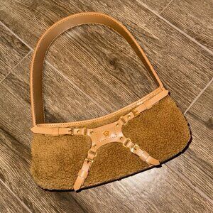 Manc MAYA TEDDY CHESTNUT bag Sherpa mini purse structured shoulder bag in brown